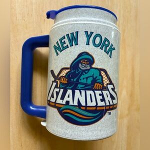 NHL Hockey New York Islanders Fisherman Whirley Plastic Travel Mug 1990’s - RARE